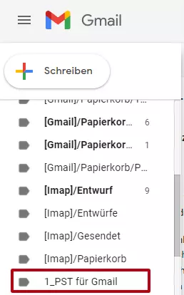 PST-Archiv wird zeitgleich in Gmail synchronisiert