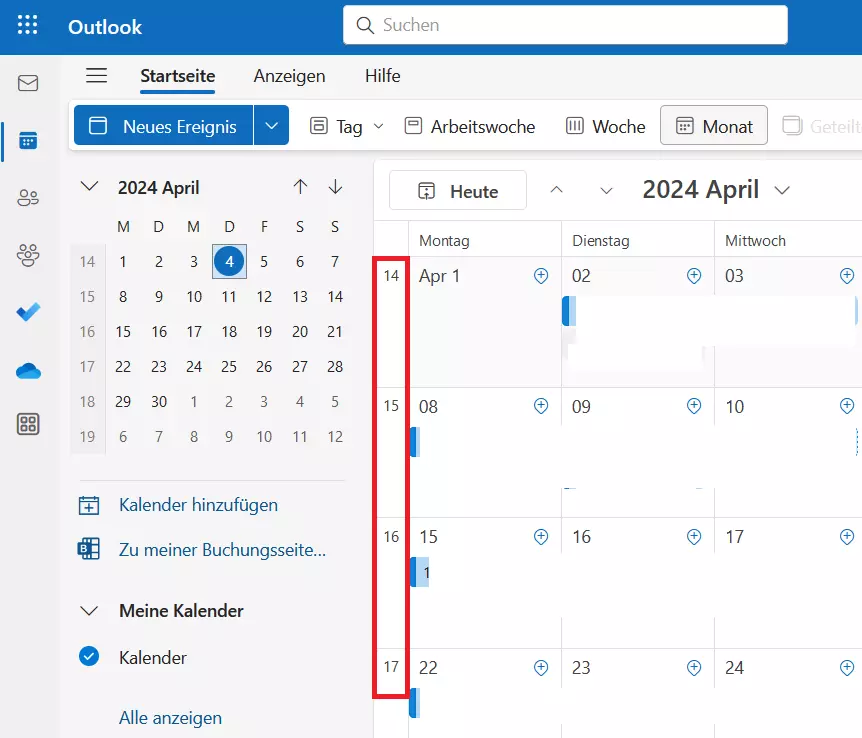 Outlook Web: Kalendereinstellungen