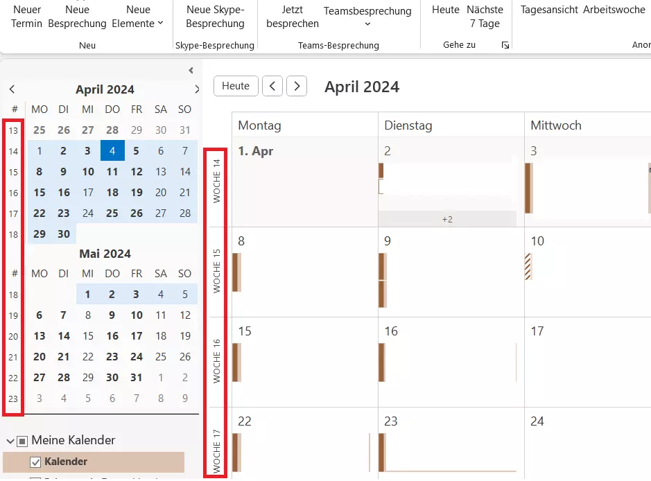 Outlook: Kalendereinstellungen