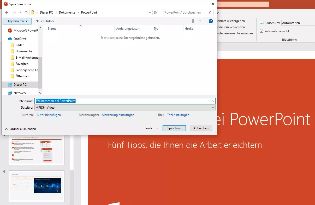 PowerPoint als Video speichern