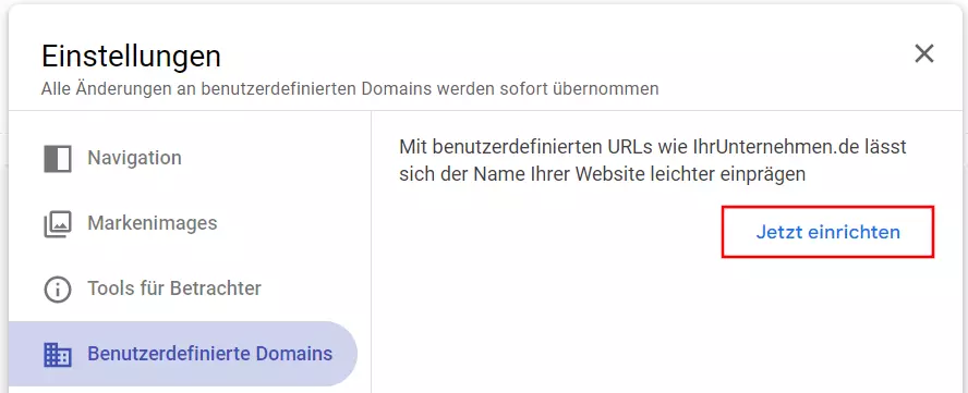 Google Sites: Eigene Domain einrichten