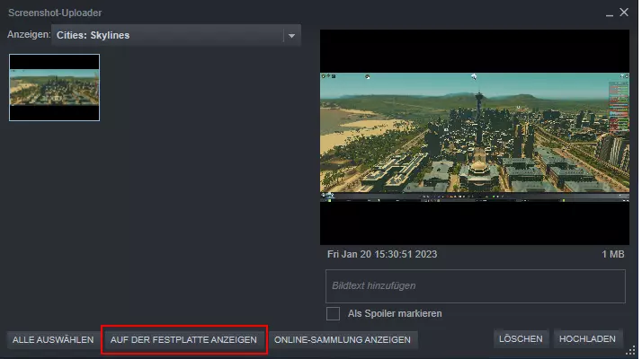 Screenshot-Uploader in Steam: Zugriff auf die eigenen Screenshots