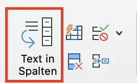 Excel-Menüoption „Text in Spalten“.