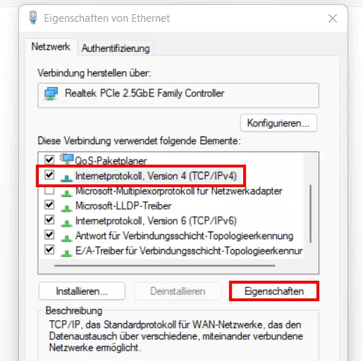 Windows 11: Internetprotokoll wählen