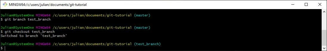 Git-Tutorial:Branch-Wechsel über die Git-Bash