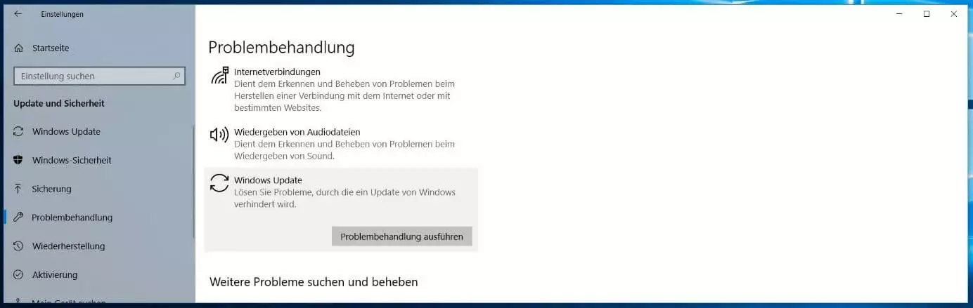 Problembehandlung „Windows Update“ in Windows 10