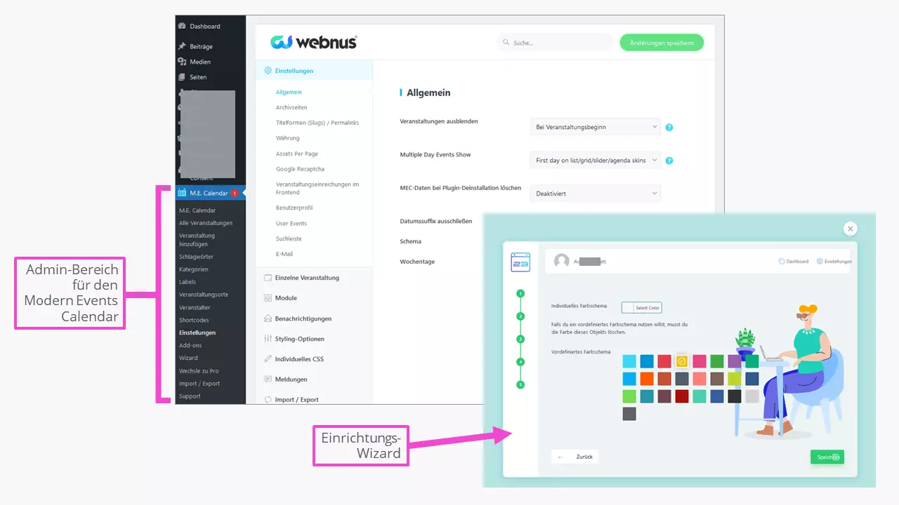 Der Admin-Bereich von Events Calendar ist das Kernstück dieses WordPress-Kalenders