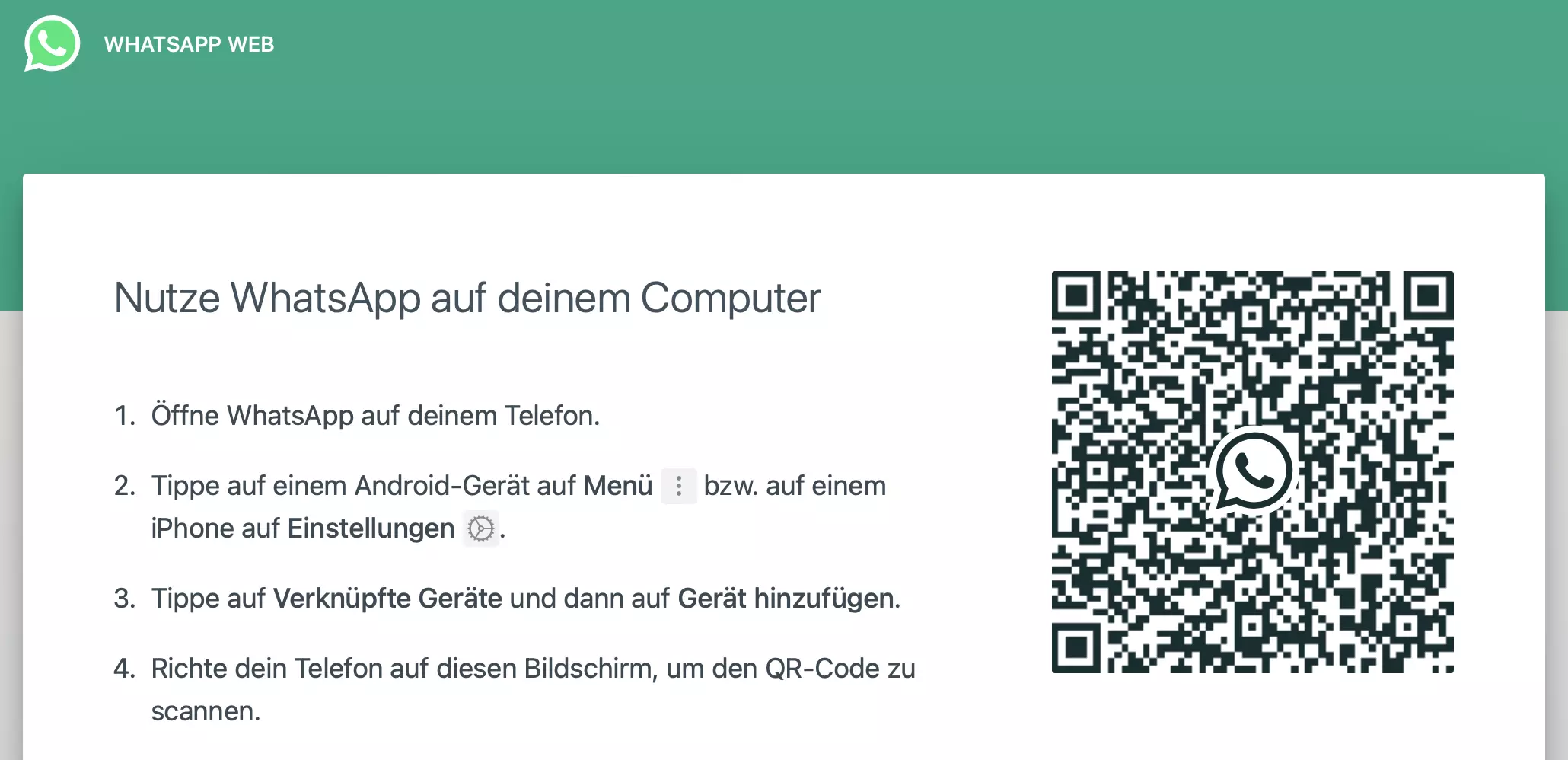 Screenshot der WhatsApp-Desktopversion im Browser