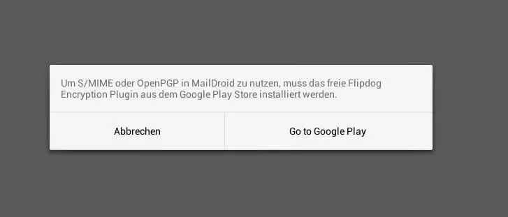 MailDroid: Hinweismeldung