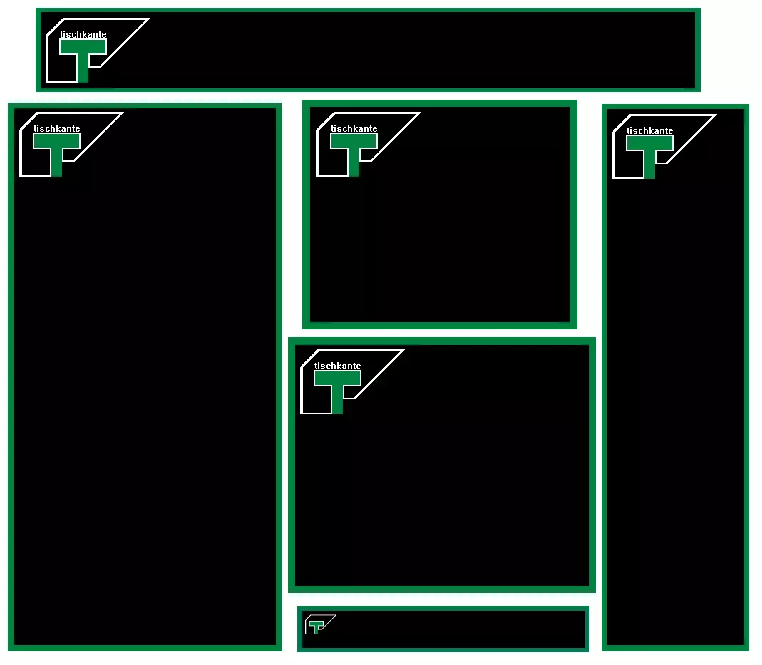 Position von Rahmen und Logo in den Werbeanzeigen für „tischkante“