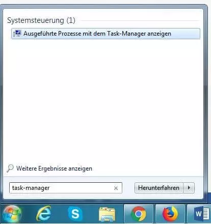 Windows 8: Suchergebnis für den Begriff „Task-Manager“