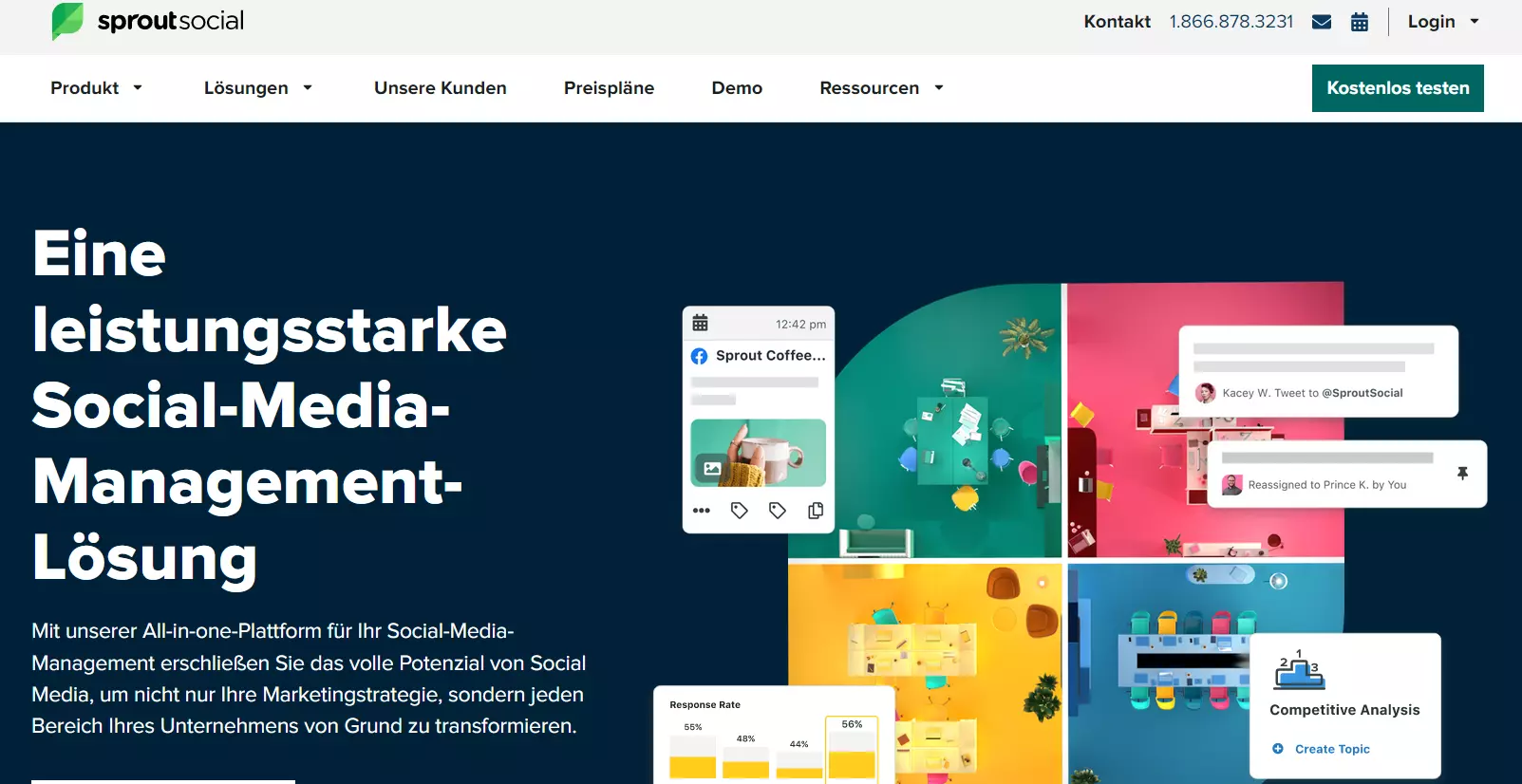 Screenshot von der Sprout-Social-Website