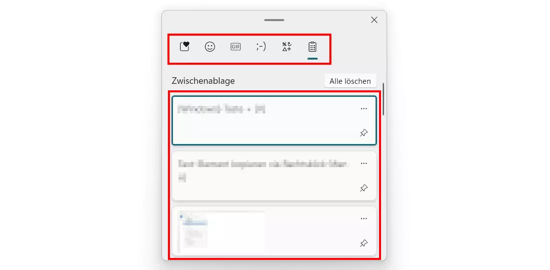 Zwischenablage in Windows 11