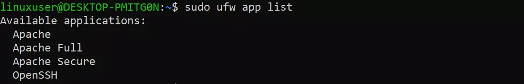 Linux-Terminal: Liste der Anwendungsprofile für Apache