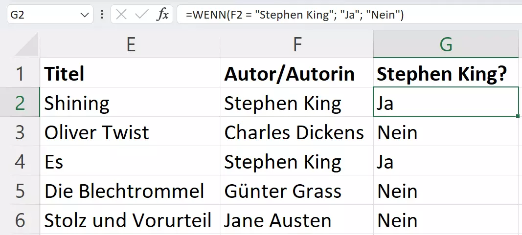 Excel: Überprüfung textueller Werte