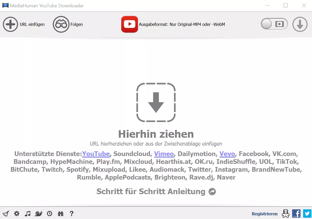 Oberfläche von MediaHuman YouTube Downloader