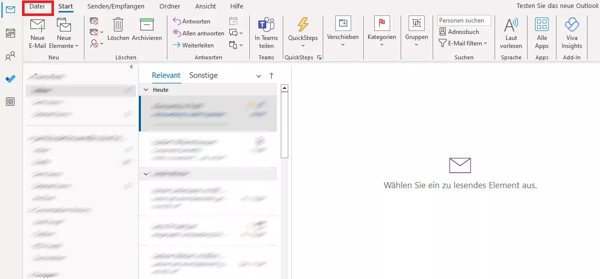 Outlook 365: Posteingang „Ungelesen“