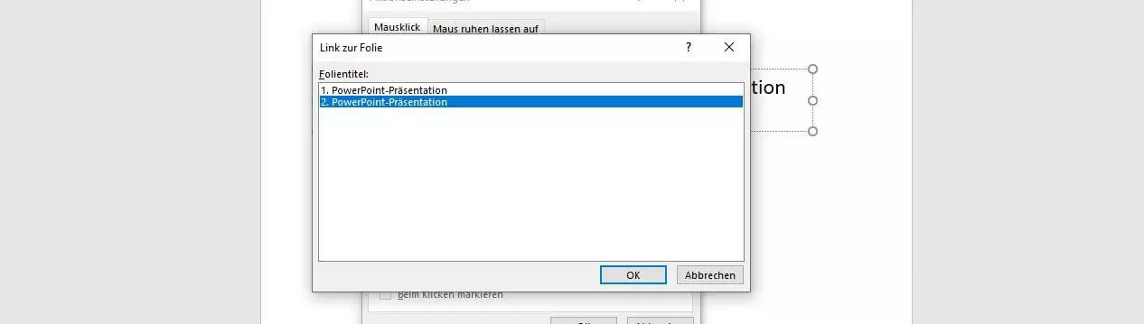 Folien-Verlinkung in PowerPoint 2016