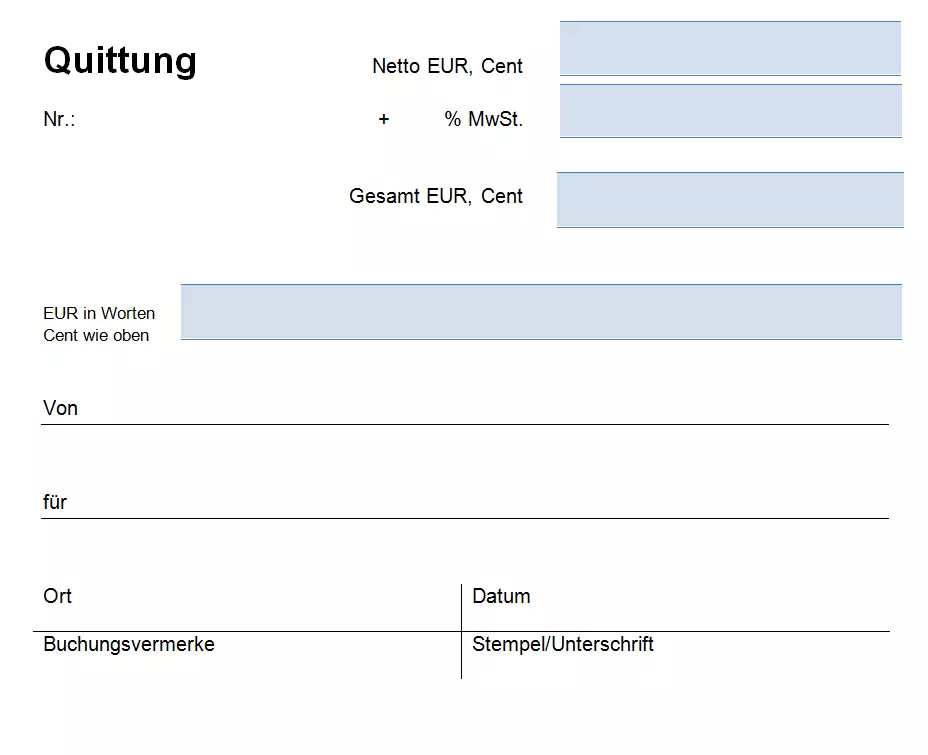 Beispielhafte Quittungsvorlage