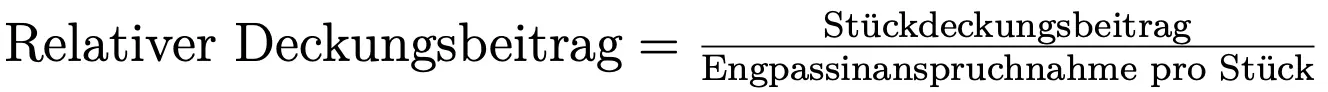 Relativer Deckungsbeitrag: Formel